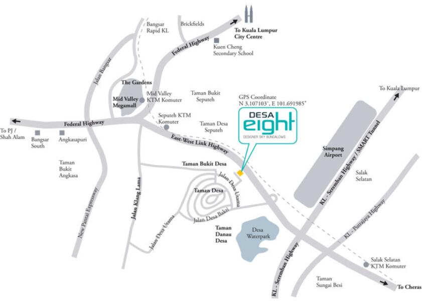 Desa Eight location map from official brochure