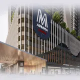 M Aurora official developer render — main entrance and retail podium, artist's impression (Mah Sing Group)