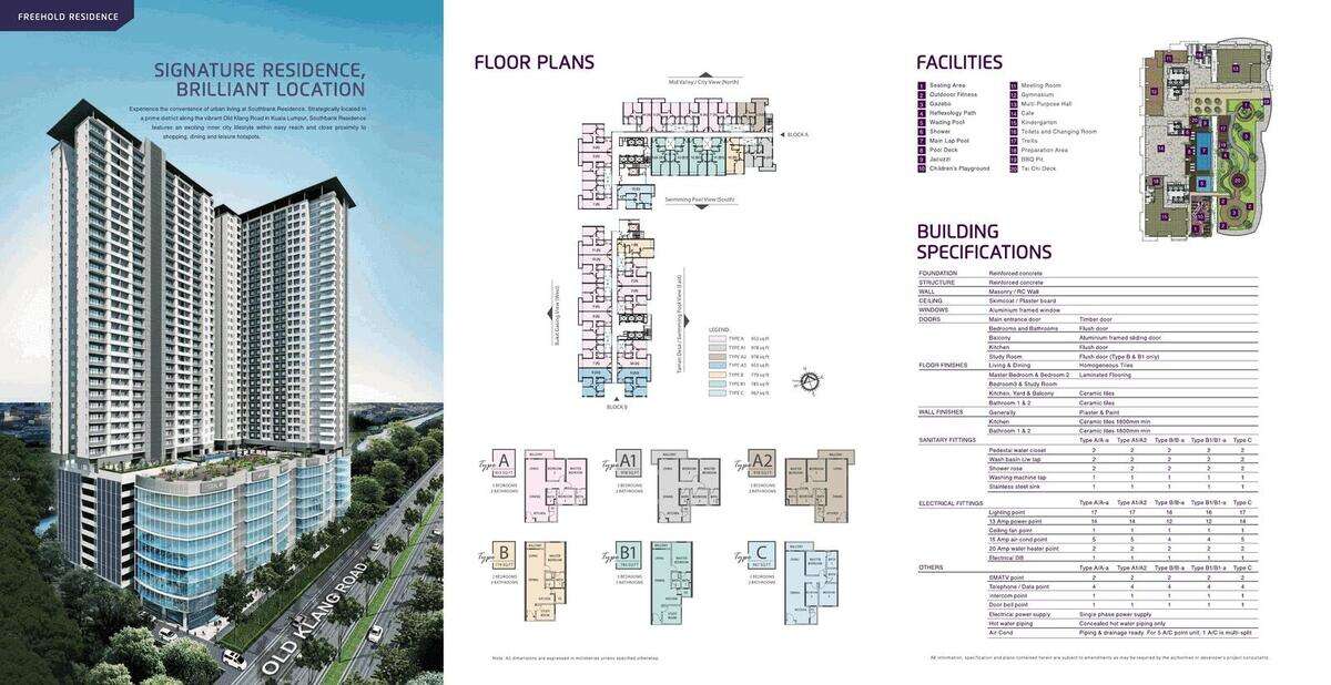Southbank Residence floor plan sheet from official brochure